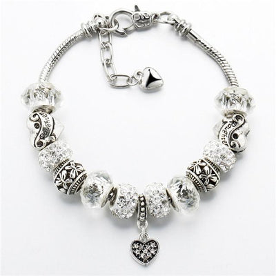 Crystal Heart Ball Beads Pulseras