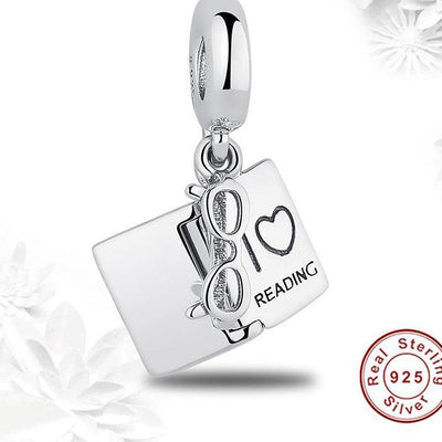 I LOVE READING Book Charm Beads