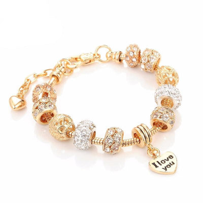 Vintage Crystal Snake Chain Charm Bracelets