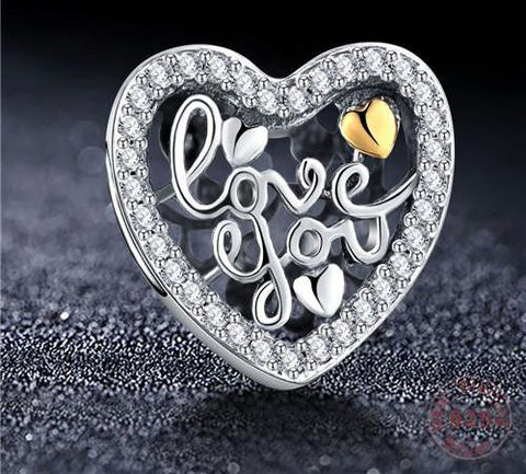 Sterling Silver Love Heart Shape Charm