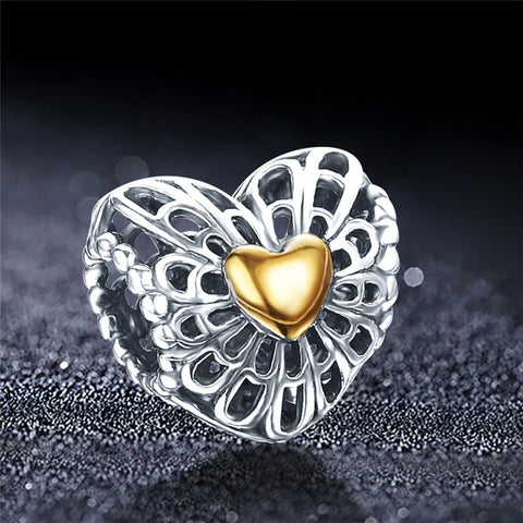 Sterling Silver Love Heart Shape Charm