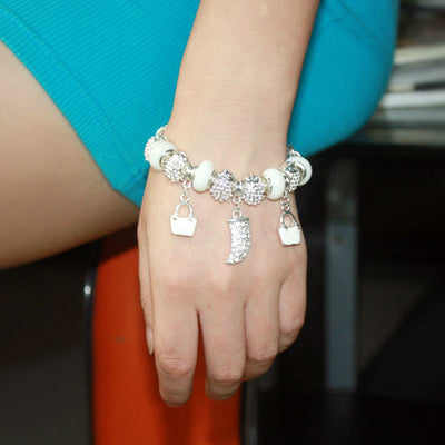 Silver Color Crystal Charm Bracelets