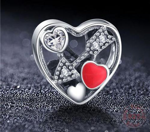 Sterling Silver Love Heart Shape Charm